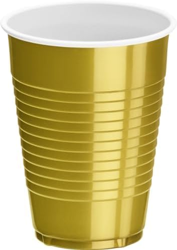 DecorRack 20 Party Cups 12 oz Disposable Plastic Cups for Birthday Party Bachelorette Camping Indoor Outdoor Events Beverage Drinking Cups (Gold, 20) - Image 6