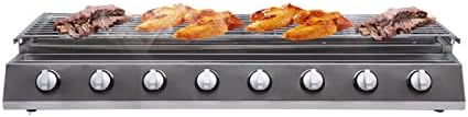 8-Burner Commercial Gas Grill Stainless Steel LPG Propane BBQ with Adjustable Height and 8 Independent Switches, Professional Smokeless Barbecues Griddle for Outdoor Camping Picnics Restaurants - Image 3