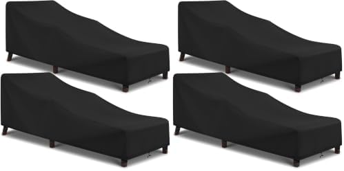 Arcedo Patio Chaise Lounge Cover Waterproof 4 Pack, 80" x 30" x 26" H,Black by ARCEDO