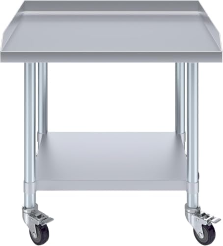 Stainless Steel Rolling Equipment Grill Table Stand | 30" x 30" Work Table - Image 2