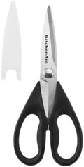 KitchenAid All Purpose Kitchen Shears with Protective Sheath Durable Stainless Steel Scissors, Dishwasher Safe, Soft Grip Comfort Handle, 8.72 Inch, Black by Unknown