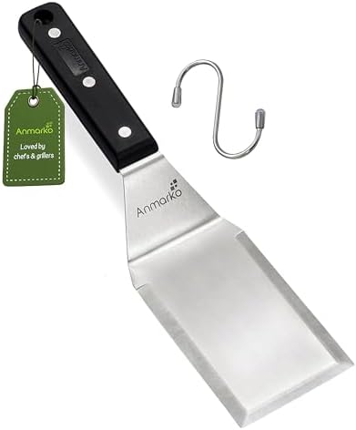 Anmarko Stainless Steel Spatula Metal Turner with ABS Handle, Black by Anmarko