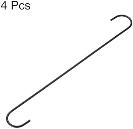HARFINGTON 4pcs Long S Hooks 16 Inch Extra Long Metal S-Shaped Hanging Hooks High Manganese Steel S Hanger Storage Organizing Tool for Kitchen Garden Bathroom Garage Closet, Black - Image 3