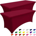 Smiry 2 Pack Spandex Table Cloth 4FT, Elastic Fitted Wine Red Tablecloth by Smiry