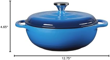 Lodge Essential Enamel Cast Iron Dutch Oven, 3 Quart, Caribbean Blue - Image 4