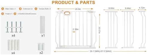 29.1-57.5 Inch Baby Gates Extra Wide with Door for Stairs Doorways - Image 3