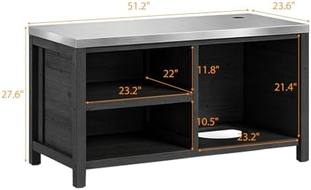 MOUMON Patio Kitchen Cabinet with Tank Storage & Stainless Steel Countertop - Image 2