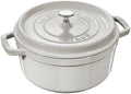 Staub Cast Iron 7-qt Round Cocotte - White Truffle, Made in France by Unknown