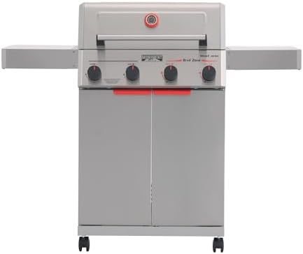 Monument Grills 4 Burner Stainless Steel Propane Mesa 2 Gas Grill, 500°F in 5 Mins, 525 sq.in, 37,000 BTU, with Broil Zone, Foldable Side Shelves, Knob Controls, Built in Thermometer, Mesa II 410BZ by MonumentGrills
