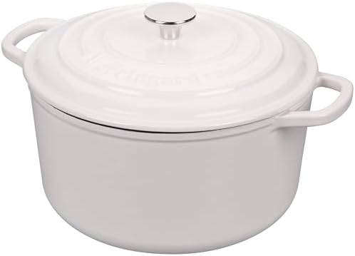 VORRINGARD Enameled Cast Iron Dutch Oven Pot with Lid, for Sourdough Bread Baking, Round Dutch Ovens, 4.5 Quart, White - Image 7