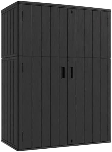 KINYING Outdoor Storage Shed,57 Cu.ft Vertical Outdoor Storage Cabinet Waterproof, Outdoor Resin Tool Shed for Patio Furniture, Garden Tools, Pool Accessories, Lawn Mower(Black Color) by KINYING