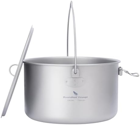 iBasingo 2.9L Titanium Pot Camping Cookware Campfire Billy Pot Ti2045C by iBasingo
