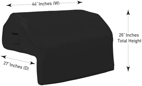 Covers & All Built-in Grill Cover for Outdoor Grill – Heavy Duty 12 oz Waterproof Built-in BBQ Grill Cover, PVC-Coated Polyester with Elastic Hem for Snug Fit (44 x 27 x 26 inches, Black) - Image 3