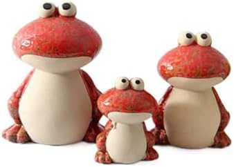 Frog Garden Decor Set of 3,Funny Cute Ceramic Frog Garden Statues Yard Decoration Outdoor Holiday Decorations,Ideal Ornament for Outside Pond Pool Patio Front Porch Backyard (Red) by KSZNZB