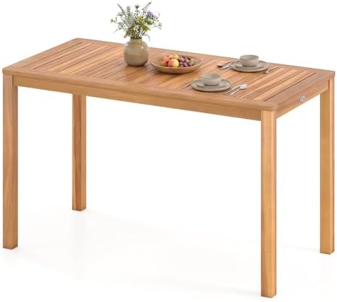 Tangkula Acacia Wood Outdoor Dining Table for 4-6 by TANGKULA
