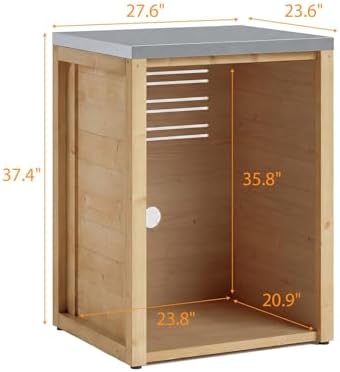MOUMON Outdoor Kitchen Mini Fridge Cabinet with Stainless Steel Countertop - Image 2