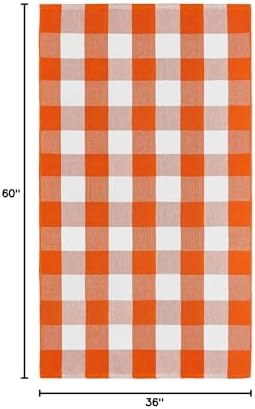 IOHOUZE Fall Buffalo Plaid Outdoor Rug 3x5, Washable, Orange White - Image 2