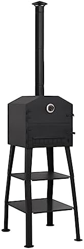 Outdoor Pizza Oven Charcoal Fired with 2 Fireclay Stones for Authentic Baking, Includes Removable Fire Tray and Built-in Thermometer for Backyard Cooking by EDNRSOG