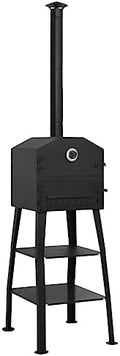 Outdoor Pizza Oven Charcoal Fired with 2 Fireclay Stones for Authentic Baking, Includes Removable Fire Tray and Built-in Thermometer for Backyard Cooking by EDNRSOG