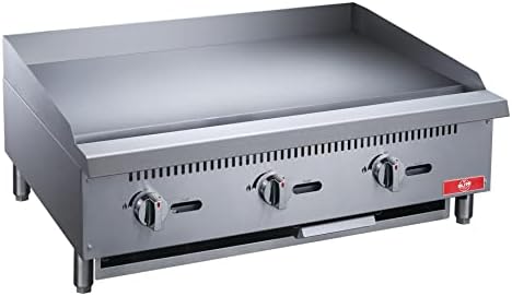 Commercial Countertop Griddle, ETL 36" Flat Top Grill Natural Gas (NG) / Propane, 3 Burners - 90000 BTU - Image 2