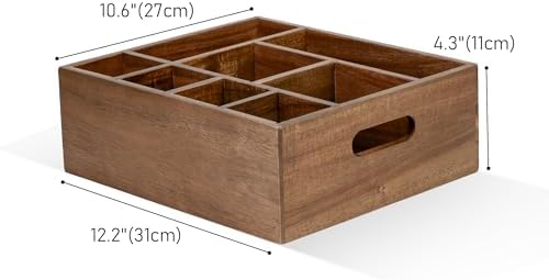 VaeFae Acacia Silverware Caddy, Utensil Holder with Handle - Image 3