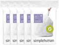 simplehuman Code G 100 Count Custom Fit Liners, Drawstring Kitchen Trash Bags, One-by-One Mess-Free Dispense, Extra Thick & Double Seamed, 50% PCR Plastic, 30 Liter / 8 Gallon, White by Unknown