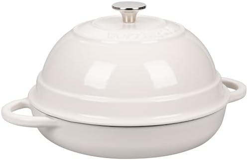 VORRINGARD Cast Iron Enameled Dutch Oven Pot with Lid for Bread Baking, Bread Oven, 6 Quart, White - Image 5