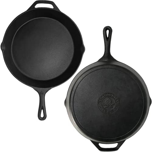 12 Inch Round Large Pre-Seasoned Cast Iron Skillet - Image 3