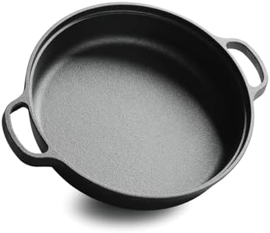 LI-GELISI Deepened flat-bottom cast iron frying pan, double-handle thickened uncoated old-fashioned iron pot, pancake and steak frying household multi-purpose large iron pot(24 inch) - Image 3