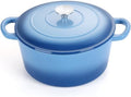 E-far Dutch Oven Pot with Lid, 5 Quart Enameled Cast Iron Round Dutch Oven Stockpot for Bread Baking/Braising/Cooking/Roasting/Stewing, Heavy Duty Nonstick Cookware Safe for Induction & Oven - Blue by E-far