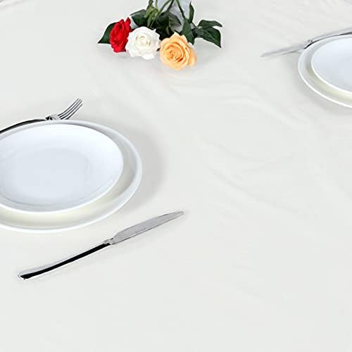 LUSHVIDA Round Tablecloth, Fitted Table Cloth for 36"-44" Tables, Ivory - Image 5
