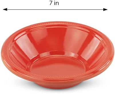 DecorRack 24 Orange Plastic Bowls, 7 in Disposable 12 oz Bowl - Image 2