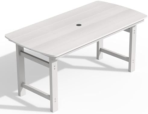 Ciokea HDPE Outdoor Patio Dining Table, All-Weather Furniture, White by CIOKEA