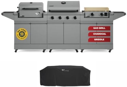 Tytus 3-in-1 Gas Grill 4-Burner, Charcoal Grill, Gas Griddle & Cover, 117" by TYTUS
