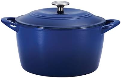 Tramontina Enameled Cast Iron Tall Dutch Oven Pot with Lid, Large 7-quart, Blue by Tramontina