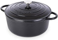 Cast Iron Dutch Oven with Lid-Non-Stick Ovenproof Enamelled Casserole Pot- Sturdy Dutch Oven Cookware - Black, 7.3- Quart, 30cm- by Nuovva by Nuovva