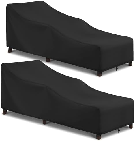 Arcedo Patio Lounge Chair Cover 2 Pack, 84" x 32" x 32" H, Black by ARCEDO