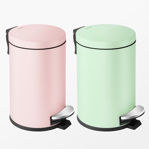 Cesun Small Round Bathroom Trash Can with Lid Soft Close, 1.2 Gal, Green - Image 7