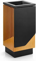 13 Gallon Square Outdoor Trash Can - Decorative Steel and Wood Composite Commercial Waste Receptacle with Hinged Lid and Galvanized Steel Liner for Hotels, Retail Stores, and Entryways by Zedfire