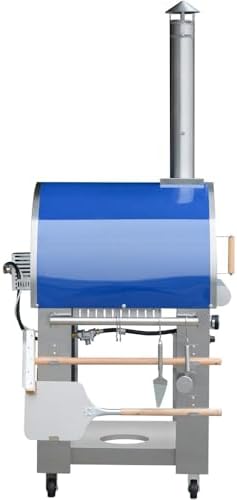KOSTCH 32.5 inch Wood Fired and Propane Gas Pizza Oven for Outdoor Kitchen in Stainless Steel, Large Pizza Oven for Outside, Yard and Party (Blue with Cover) - Image 6