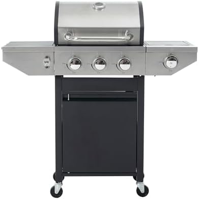 Endark 3-burner propane grill, 37,000 BTU with side-fire function. Stainless steel, enameled cast iron grate, thermometer, wheels. Perfect for patio and garden cooking by ENDARK