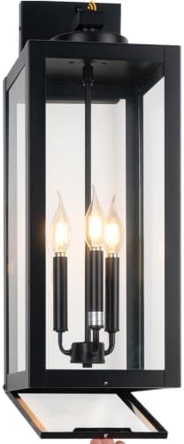 24" Extra Large Fully Enclosed Dusk to Dawn Outdoor Light Fixture 3-Light by Yolsunes