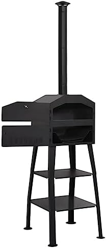 Outdoor Pizza Oven Charcoal Fired with 2 Fireclay Stones, Portable Garden Wood Fired Pizza Maker with Built-in Thermometer, Removable Ash Tray, Steel Construction, 80 Inch Tall - Image 2