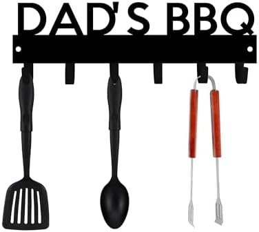 Generic Personalized BBQ Cooking Utensils Wall Hooks Rack for Dad Custom Grilling Tool Organizer Barbecue Tool Metal Storage Holders Grill Cutlery Hanger Father's Day Utensils Hanging Hooks (Style 3) by Custom
