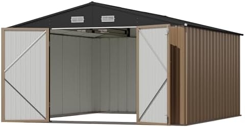 Devoko 10x12 FT Outdoor Storage Shed, Brown - Image 2