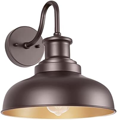 Outdoor Barn Light Outdoor Wall Sconce Farmhouse Exterior Wall Mount Light Vintage Wall Lighting Fixture Industrial Bronze Lantern for Porch, Entryway, Garage, 1 Pack, RZ007 ORB by Diyel