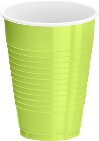 DecorRack 20 Party Cups 12 oz Disposable Plastic Cups for Birthday Party Bachelorette Camping Indoor Outdoor Events Beverage Drinking Cups (Lime Green, 20) - Image 2