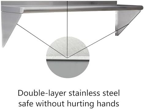 Stainless Steel Shelf 2 Pack 12"x24", Wall Mounted Metal Shelves - Image 6