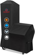 Smoker Cover for Oklahoma Joe's Bandera & Rivergrille Rustler Vertical Offset Smoker - 600D Premium Grill Cover Waterproof for Oklahoma Joe's Vertical Smoker Grill by MCOMNOVAOUTDOORS
