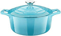 La Cuisine Enameled Cast Iron Dutch Oven Casserole Dish Pot with Lid, 3.7 QT 9.5 Inches Dia. Matte Black Enamel Interior, Teal Porcelain Enamel Exterior Oven-Safe by LaCuisineforlife